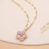 Golden Necklace With Beautiful Zircon Flower Pendant