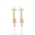 Flower With Crystal Tassel Earrings