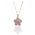 Golden Necklace With Beautiful Zircon Flower Pendant