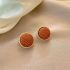 Button Styled Premium Brown Earrings